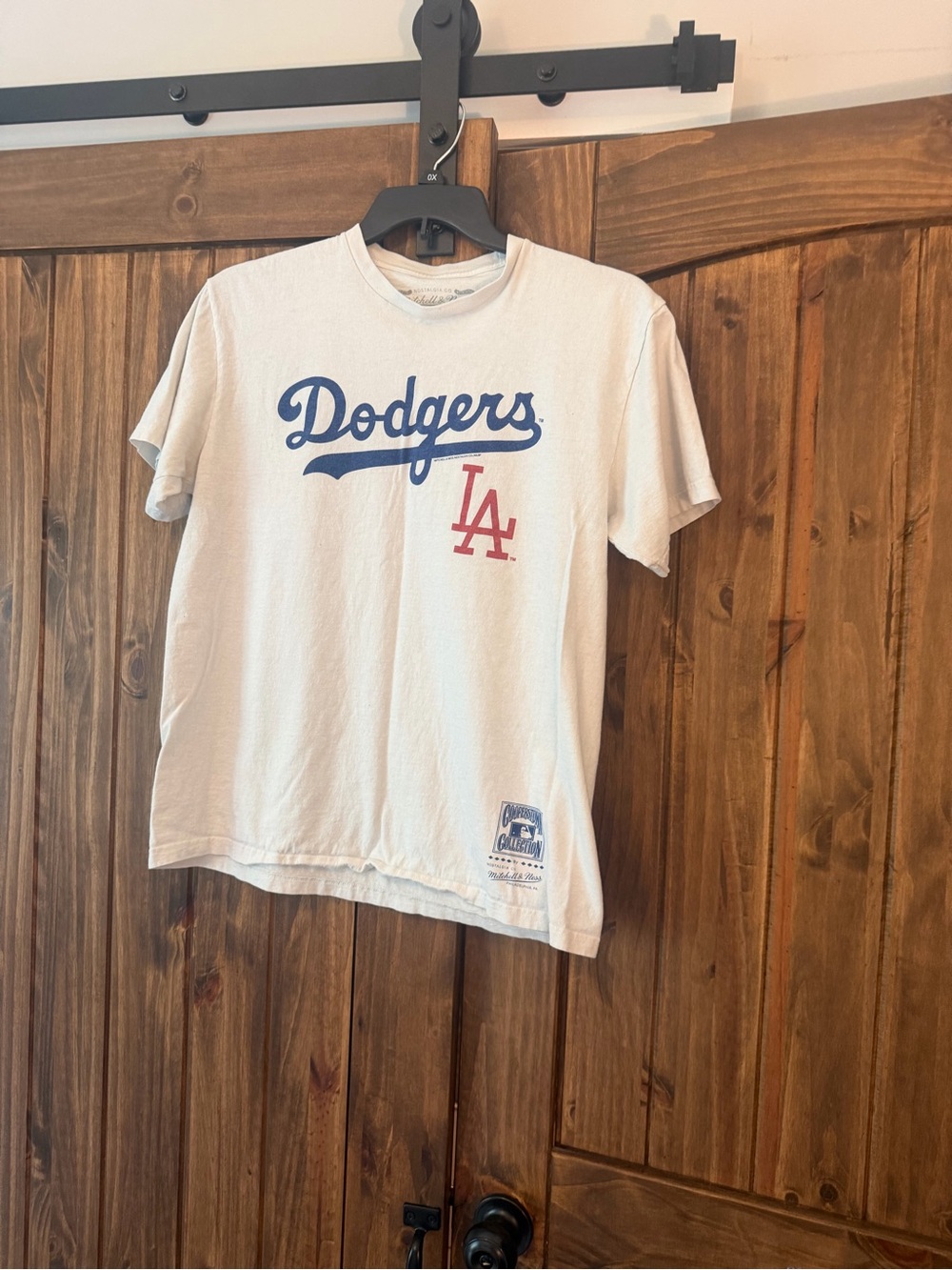 Mitchell & Ness White Tee with Blue Cooperstown Graphic